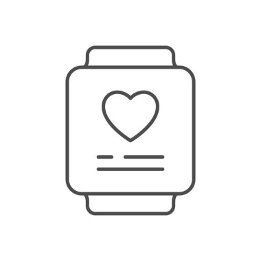 Fitness takip çizgisi çizgisi simgesi beyaza izole edildi. Vektör illüstrasyonu