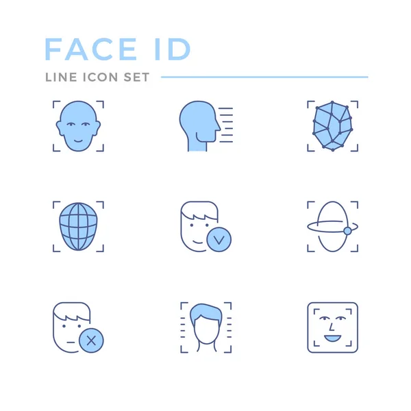 Set Color Line Icons Face Isolated White Vector Illustration — Stock Vector