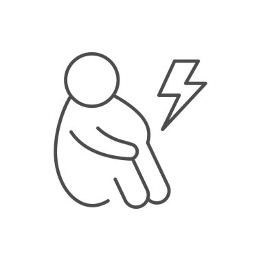 İnsan depresyon çizgisi ana hatları beyaz üzerine izole edilmiş. Vektör illüstrasyonu