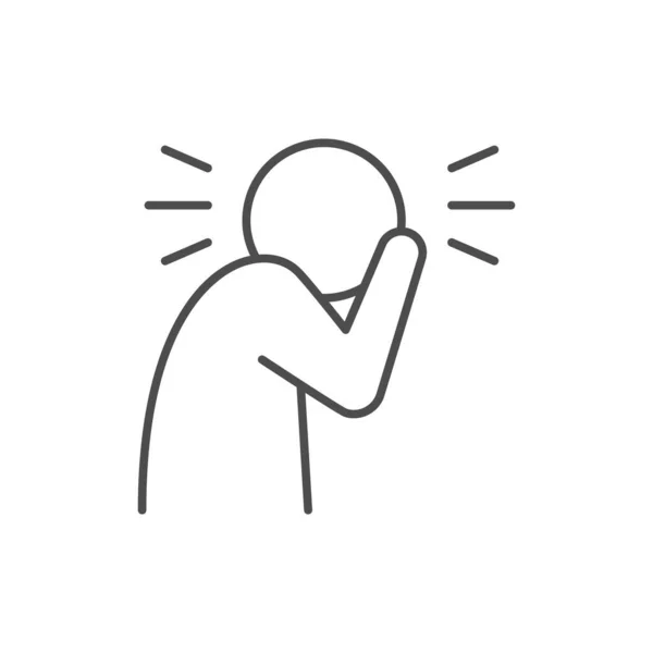 Anxious Person Line Outline Icon Isolated White Vector Illustration — ストックベクタ