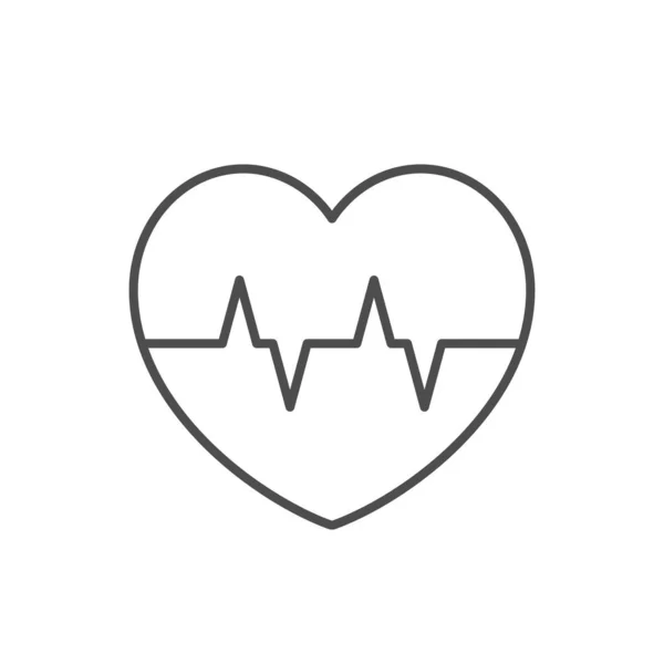 Heart Pulse Line Outline Icon Isolated White Vector Illustration — Stock Vector