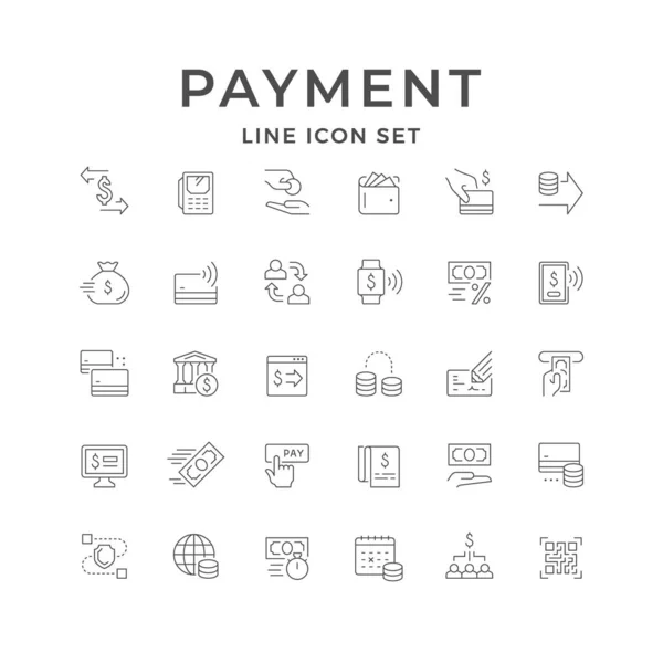 Set Line Icons Payment Isolated White Pos Terminal Financial Website — Archivo Imágenes Vectoriales