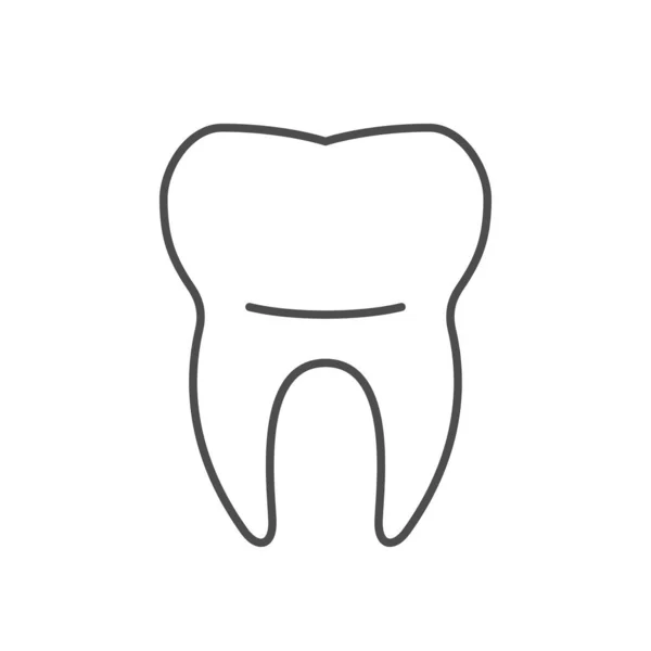 Human Tooth Line Outline Icon Isolated White Vector Illustration — Vettoriale Stock