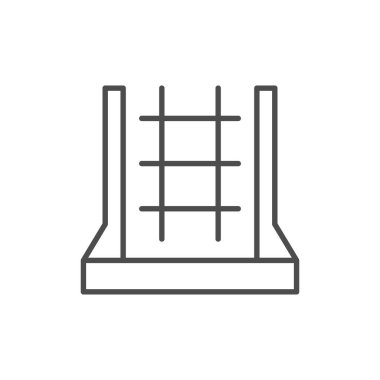 Yapım formu ana hatları simgesi beyaza izole edildi. Vektör illüstrasyonu