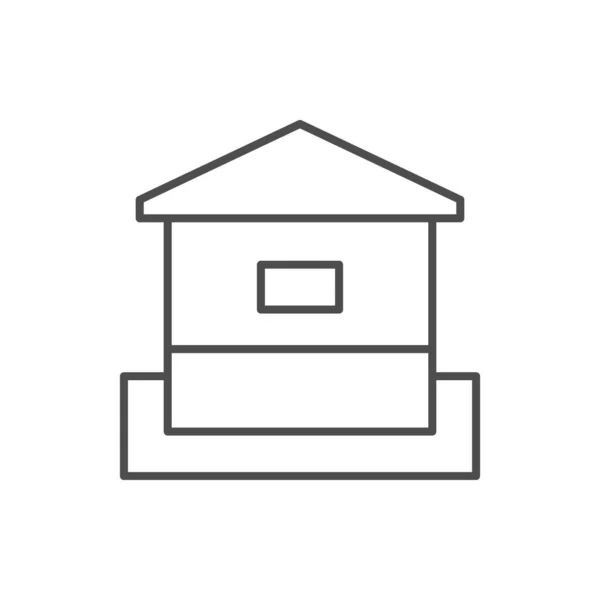 Haus Grundriss Umriss Symbol Isoliert Auf Weiß Vektorillustration — Stockvektor