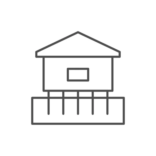 Pile Foundation Line Outline Icon Isolated White Vector Illustration — Stok Vektör