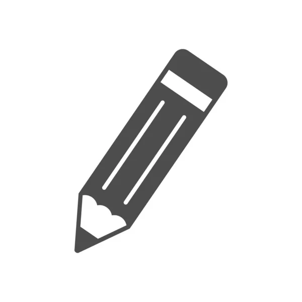 Potlood Pen Glyph Pictogram Geïsoleerd Wit Vectorillustratie — Stockvector