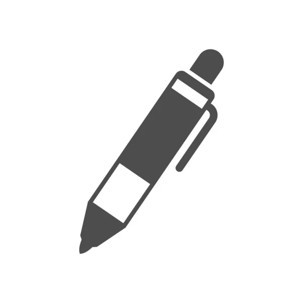 Modern Retractable Pen Glyph Icon Isolated White Vector Illustration — ストックベクタ