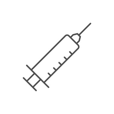 Beyaz üzerinde iğne izi olan bir şırınga. Vektör illüstrasyonu