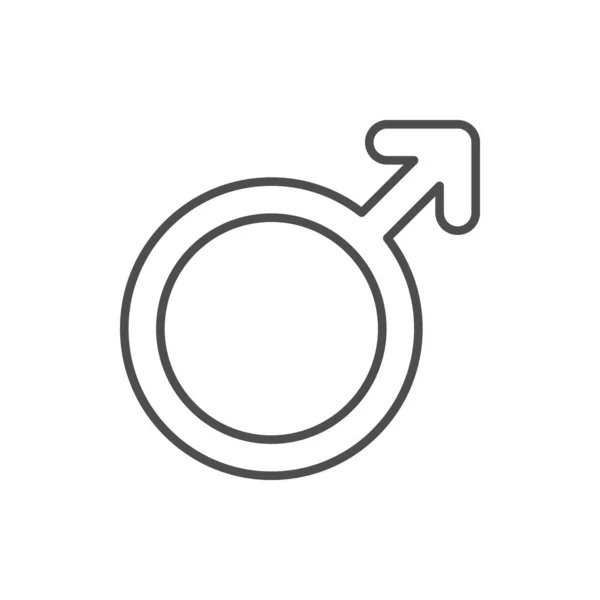 Male Gender Line Outline Icon Isolated White Vector Illustration — Stock Vector