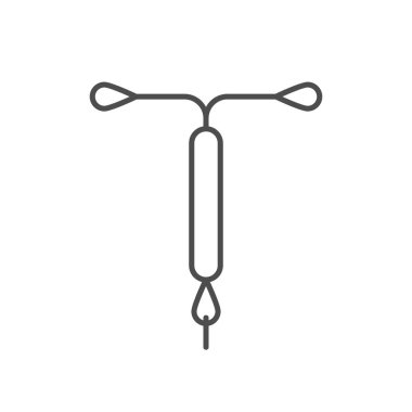 Iud doğum kontrol çizgisi ana hatları beyaz üzerine izole edilmiş. Vektör illüstrasyonu