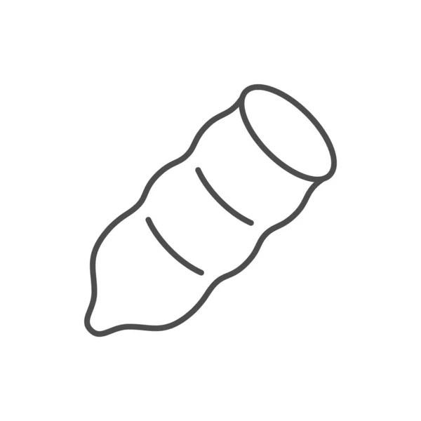 Contraceptive Condom Line Outline Icon Isolated White Vector Illustration — 图库矢量图片
