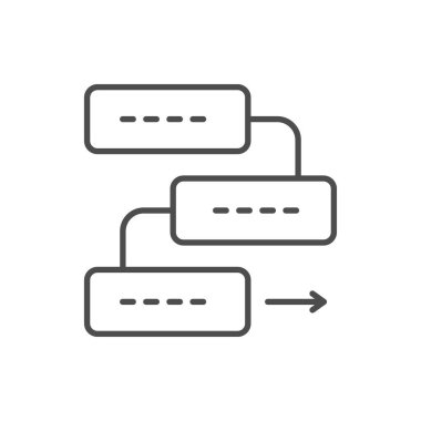 Düşünce dizisi ana hat simgesi beyaza izole edildi. Vektör illüstrasyonu