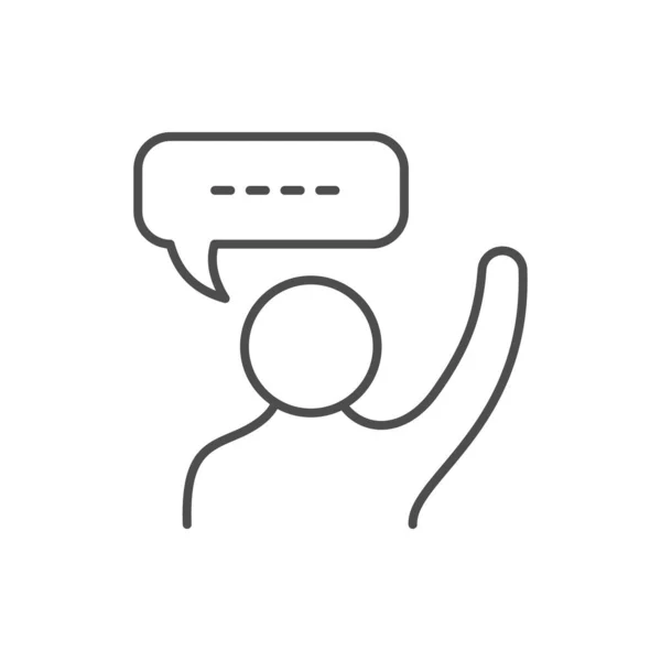 Speaking Person Line Outline Icon Isolated White Vector Illustration — Vettoriale Stock