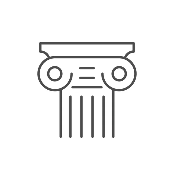 Ancient Column Line Outline Icon Isolated White Vector Illustration — Vector de stock