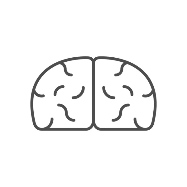 Human Brain Line Outline Icon Isolated White Brainstorm Think Knowledge — Stok Vektör