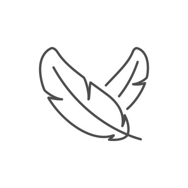 Bird feathers line outline icon isolated on white. Vector illustration clipart