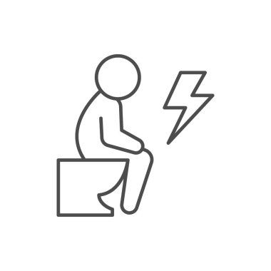 Acı verici dışkı çizgisi ana hatları beyaz üzerine izole edilmiş ikon. Vektör illüstrasyonu