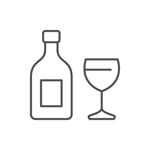Alcohol Glass Line Icon Isolated White Vector Illustration — Stock Vector