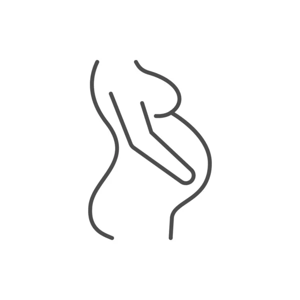 妊娠中の女性のラインの輪郭アイコンは白に隔離される ベクターイラスト — ストックベクタ