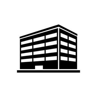 Modern apartment house glyph icon isolated on white. City architecture, real estate, contemporary building, urban property. Vector illustration