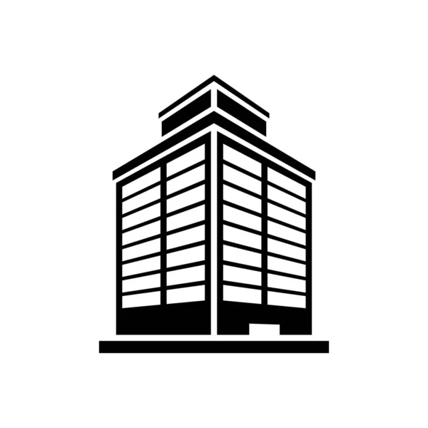 Modern City Skyscraper Glyph Icon Isolated White Architecture Real Estate — Stockvektor