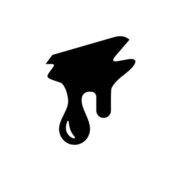 Dripping Liquid Smudge Glyph Icon Isolated White Vector Illustration — Vetor de Stock