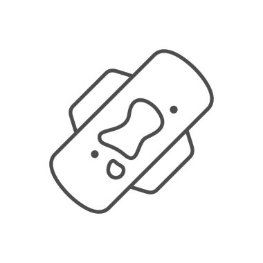 Used sanitary pad line outline icon isolated on white. Vector illustration