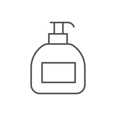 Soap dispenser line outline icon isolated on white. Vector illustration