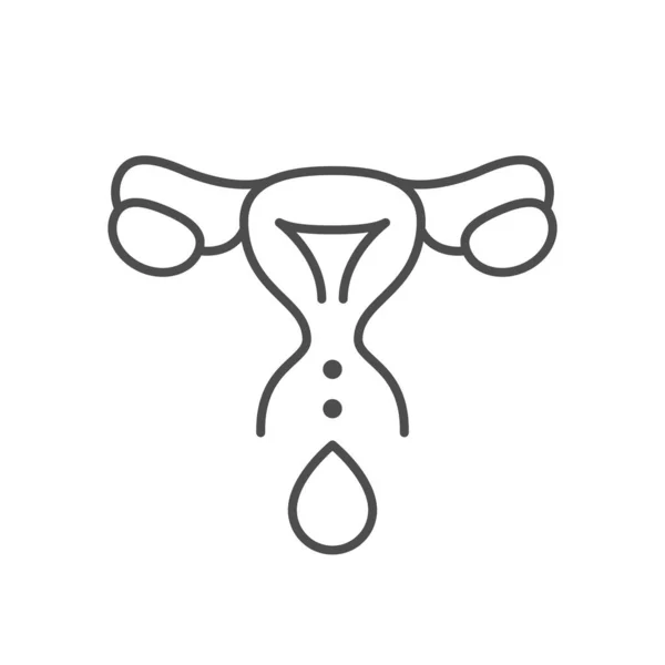 Menstruation Process Line Outline Icon Isolated White Vector Illustration — ストックベクタ