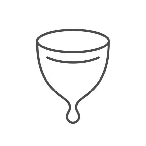Menstruation Cup Line Outline Icon Isolated White Vector Illustration — Vettoriale Stock