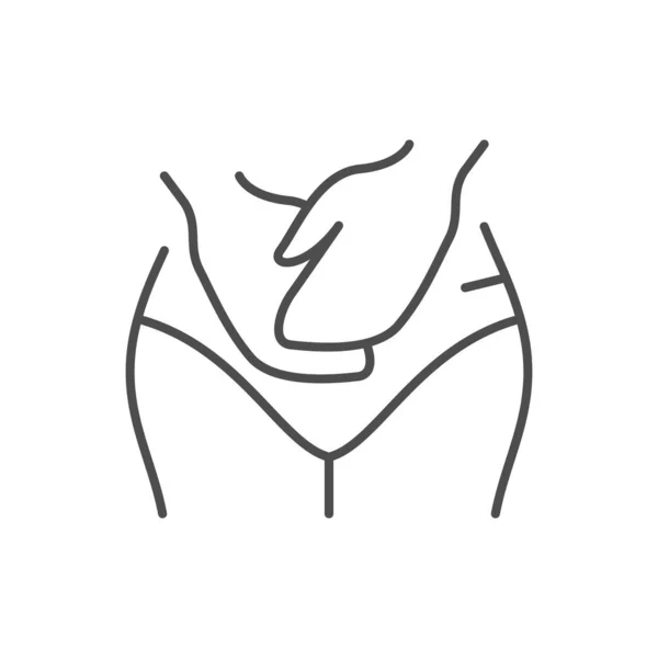 Menstruation Ache Line Outline Icon Isolated White Vector Illustration — Stock Vector
