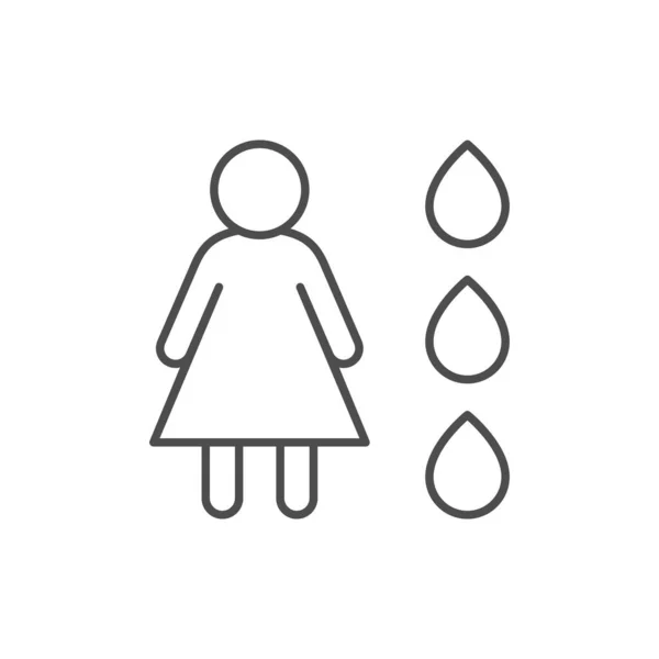 Female Menstruation Line Outline Icon Isolated White Vector Illustration — Stock Vector