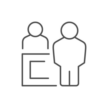 Client and receptionist line icon isolated on white. Vector illustration