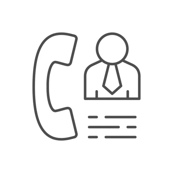 Phone Call Line Outline Icon Isolated White Vector Illustration — Stock Vector