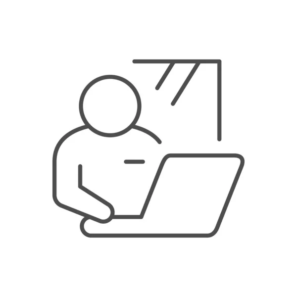 Person Laptop Line Icon Isolated White Vector Illustration — Wektor stockowy