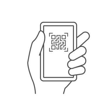 QR code scan line icon isolated on white. Vector illustration