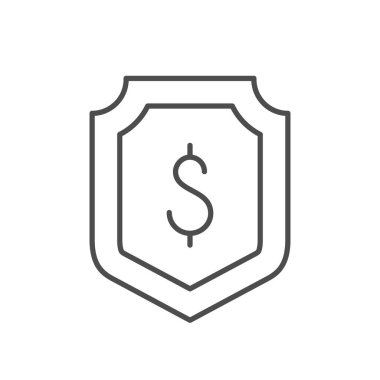 Money protection line outline icon isolated on white. Vector illustration