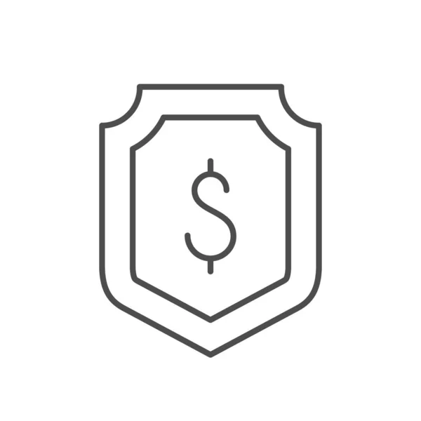 Money Protection Line Outline Icon Isolated White Vector Illustration — Image vectorielle