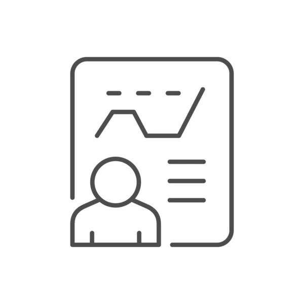 Personal Report Line Outline Icon Isolated White Vector Illustration — Stockový vektor