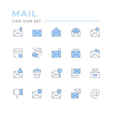 Set color line icons of mail isolated on white. Vector illustration