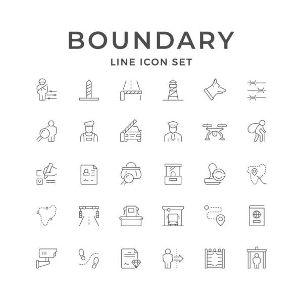 Set Line Icons Boundary Isolated White Border Post Illegal Immigrant — Vector de stock