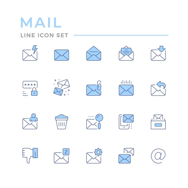 Set Color Line Icons Mail Isolated White Vector Illustration — Vector de stock