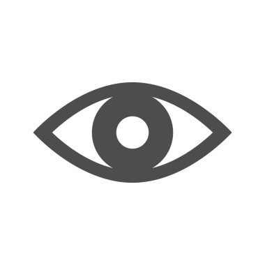 Eye glyph icon or vision concept isolated on white. Watch sign, health care. Vector illustration