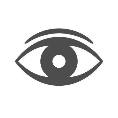 Eye glyph icon or vision concept isolated on white. Watch sign, health care. Vector illustration