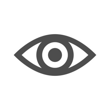 Eye glyph icon or vision concept isolated on white. Watch sign, health care. Vector illustration