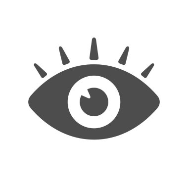 Eye glyph icon or vision concept isolated on white. Watch sign, health care. Vector illustration