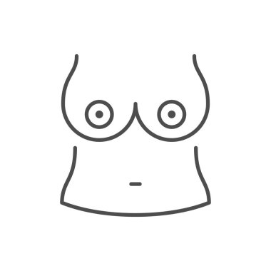 Woman breast line outline icon isolated on white. Vector illustration