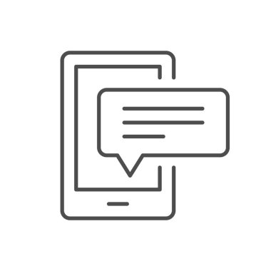 Mobile phone message line icon isolated on white. Vector illustration