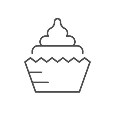 Cake or cupcake line icon isolated on white. Vector illustration